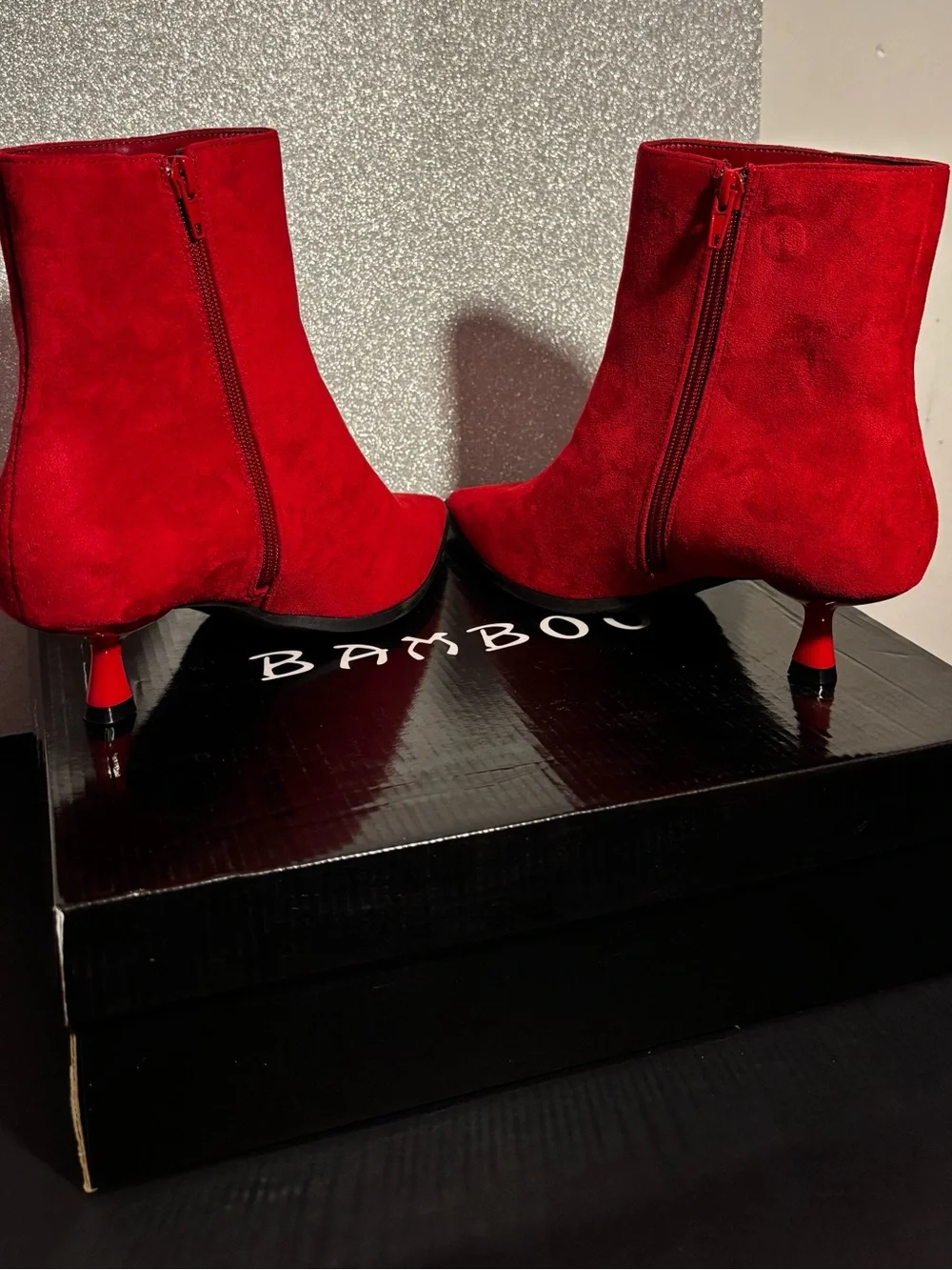 BRAND NEW Cherry Red Suede Ankle Boots With A Small Heel❤️ basic but still fancy